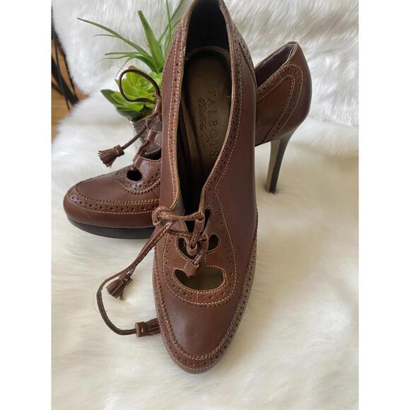Talbots Shoes - Talbots Brown Leather Women's Heels with Lace-Up Detail Size 7.5